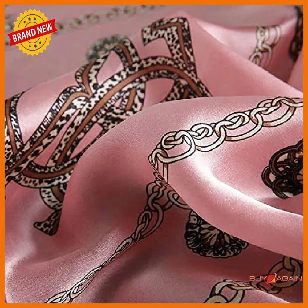 Large 43" Silk Square Scarf Shawl Head Wrap Versatile Accessory - Picture 5 of 8